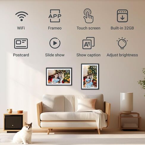 Frameo 10.1 in Smart WiFi Digital Photo Frame Electronic Picture Frame Slideshow Send Photos,32GB Ultra-Large Storage High Definition Display IPS Touch Screen Picture Frame in Kuwait