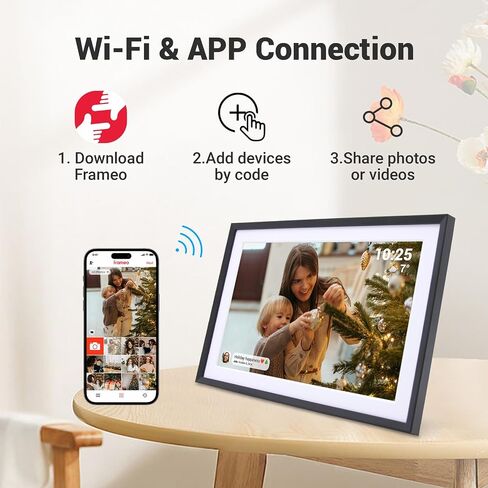 Frameo 10.1 in Smart WiFi Digital Photo Frame Electronic Picture Frame Slideshow Send Photos,32GB Ultra-Large Storage High Definition Display IPS Touch Screen Picture Frame in Kuwait