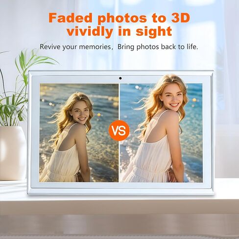 MemoryCbue 10.1 Inch Glasses-Free 3D Digital Photo Frame, 1920x1200 HD Lenticular Display with AI Image Enhancement, WiFi Cloud Sync Digital Picture Frame, 64GB, Touch Panel & Remote, Home Gift in Kuwait