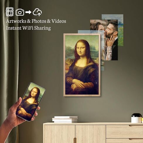 BSIMB 21.5 Inch Large Digital Picture Frame(Non-Touch Screen), 64GB 1920x1080 FHD WiFi Electronic Photo Frame Remote Control, Share Pictures/Videos via App/USB/SD Easy Setup Gifts for Mom, Light Wood in Kuwait