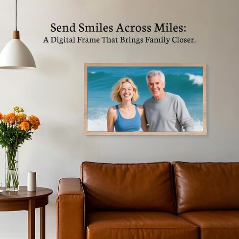 BSIMB 21.5 Inch Large Digital Picture Frame(Non-Touch Screen), 64GB 1920x1080 FHD WiFi Electronic Photo Frame Remote Control, Share Pictures/Videos via App/USB/SD Easy Setup Gifts for Mom, Light Wood in Kuwait