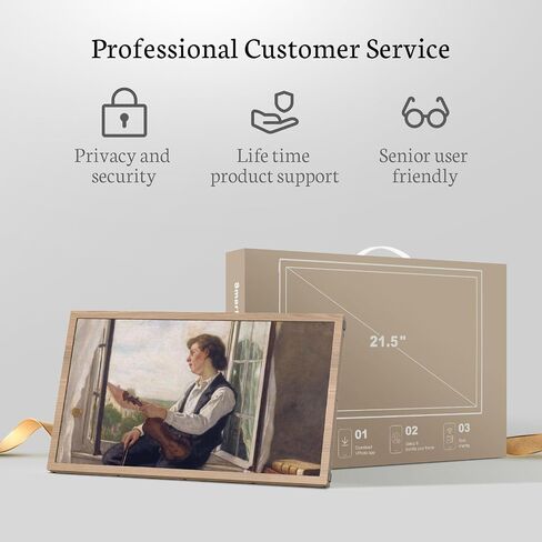 BSIMB 21.5 Inch Large Digital Picture Frame(Non-Touch Screen), 64GB 1920x1080 FHD WiFi Electronic Photo Frame Remote Control, Share Pictures/Videos via App/USB/SD Easy Setup Gifts for Mom, Light Wood in Kuwait