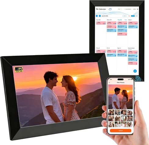 10.1" Digital Picture Frame, Interactive Electronic Picture Frame | 1280*800 HD IPS Touch Screen, WiFi Smart Digital Calendar with AI-Generated Images, Auto-Rotate & Remote Share via APP in Kuwait