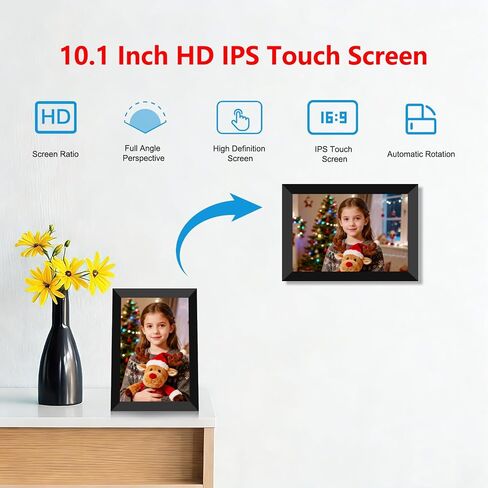 10.1" Digital Picture Frame, Interactive Electronic Picture Frame | 1280*800 HD IPS Touch Screen, WiFi Smart Digital Calendar with AI-Generated Images, Auto-Rotate & Remote Share via APP in Kuwait
