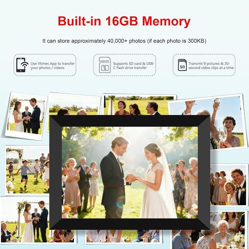10.1" Digital Picture Frame, Interactive Electronic Picture Frame | 1280*800 HD IPS Touch Screen, WiFi Smart Digital Calendar with AI-Generated Images, Auto-Rotate & Remote Share via APP in Kuwait