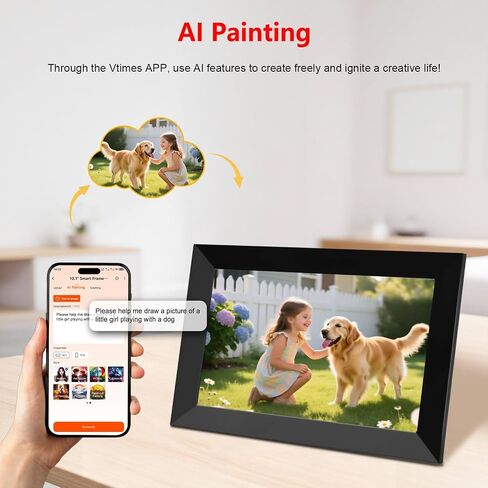 10.1" Digital Picture Frame, Interactive Electronic Picture Frame | 1280*800 HD IPS Touch Screen, WiFi Smart Digital Calendar with AI-Generated Images, Auto-Rotate & Remote Share via APP in Kuwait