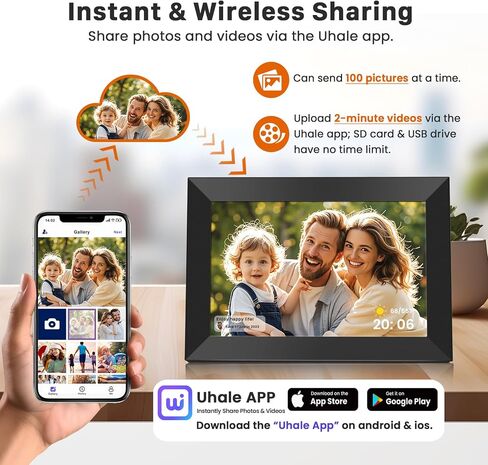 FANGOR 10.1 Inch WiFi Digital Picture Frame 1280x800 HD IPS Touch Screen, Electronic Smart Photo Frame with 32GB Storage, Auto-Rotate, Instantly Share Photos/Videos via Uhale App from Anywhere 3 Pack in Kuwait