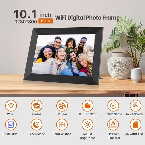 FANGOR 10.1 Inch WiFi Digital Picture Frame 1280x800 HD IPS Touch Screen, Electronic Smart Photo Frame with 32GB Storage, Auto-Rotate, Instantly Share Photos/Videos via Uhale App from Anywhere 3 Pack in Kuwait