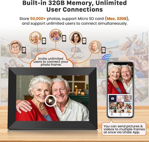 FANGOR 10.1 Inch WiFi Digital Picture Frame 1280x800 HD IPS Touch Screen, Electronic Smart Photo Frame with 32GB Storage, Auto-Rotate, Instantly Share Photos/Videos via Uhale App from Anywhere 3 Pack in Kuwait
