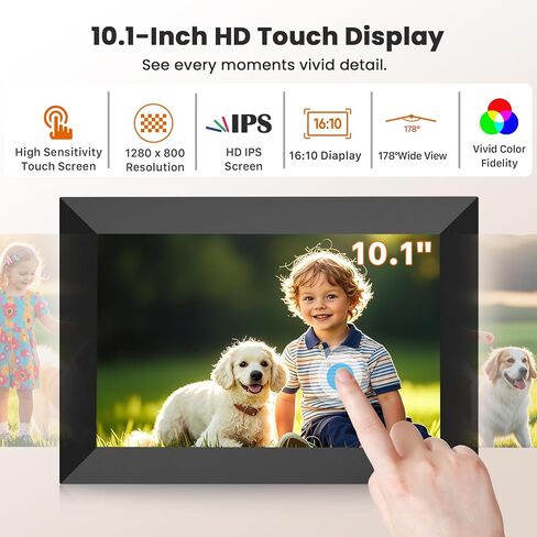 FANGOR 10.1 Inch WiFi Digital Picture Frame 1280x800 HD IPS Touch Screen, Electronic Smart Photo Frame with 32GB Storage, Auto-Rotate, Instantly Share Photos/Videos via Uhale App from Anywhere 3 Pack in Kuwait