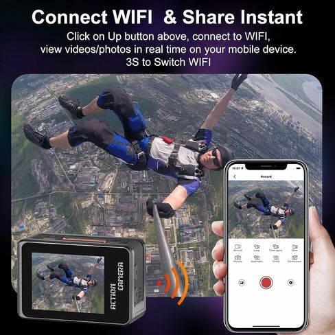 Ourlife 6K/30fps Action Camera Stunning Low-Light Imaging | Dual Screen Touch with 9:16 Vertical,170°Wide FOV,30M Waterproof Underwater Camera for Snorkeling EIS Remote Control(32GB) in Kuwait