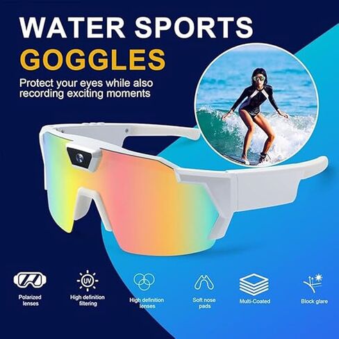 4K HD Video Camera Baseball Glasses with Camera POV Pro Sports Glasses Recording Action Cameras Sunglasses 2026 Upgrade Smart Video Recording Glasses for Action Sports with Memory (Black A) in Kuwait