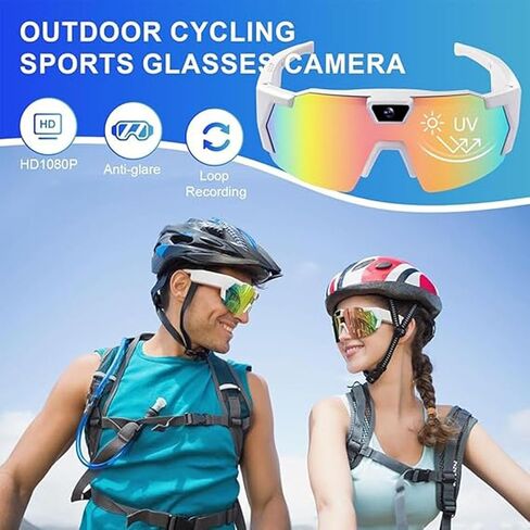 4K HD Video Camera Baseball Glasses with Camera POV Pro Sports Glasses Recording Action Cameras Sunglasses 2026 Upgrade Smart Video Recording Glasses for Action Sports with Memory (Black A) in Kuwait