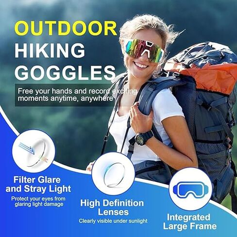 4K HD Video Camera Baseball Glasses with Camera POV Pro Sports Glasses Recording Action Cameras Sunglasses 2026 Upgrade Smart Video Recording Glasses for Action Sports with Memory (Black A) in Kuwait