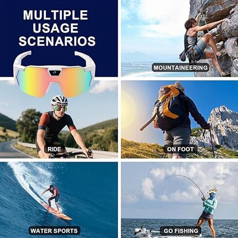 4K HD Video Camera Baseball Glasses with Camera POV Pro Sports Glasses Recording Action Cameras Sunglasses 2026 Upgrade Smart Video Recording Glasses for Action Sports with Memory (Black A) in Kuwait