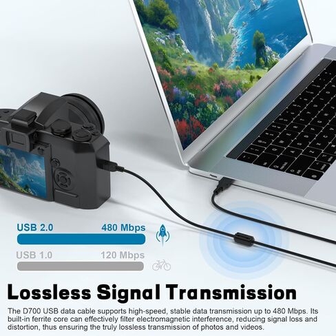 UC-E4 USB Cable Compatible with Nikon D40 D40X D50 D60 D70 D70S D80 D90 D100 D200 D300 D300S D610 D700 D3000 D3100 D7000 D1H D2X D2H D2HS D3 D3S D4 Camera, for iPhone 15/16/17, Laptop, Tablet (3.3ft) in Kuwait