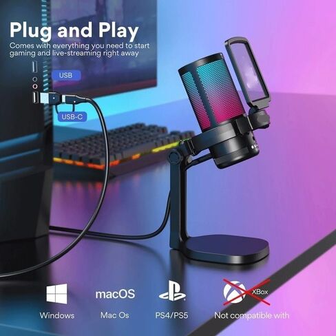 Gaming Microphone Condenser Mic RGB with Noise Reduction Software in Kuwait