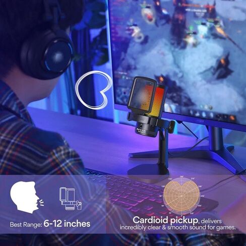 Gaming Microphone Condenser Mic RGB with Noise Reduction Software in Kuwait