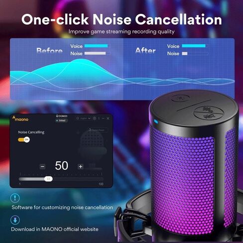 Gaming Microphone Condenser Mic RGB with Noise Reduction Software in Kuwait