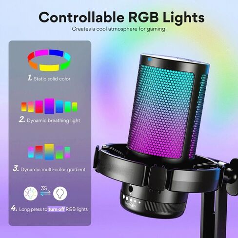 Gaming Microphone Condenser Mic RGB with Noise Reduction Software in Kuwait