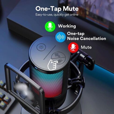 Gaming Microphone Condenser Mic RGB with Noise Reduction Software in Kuwait