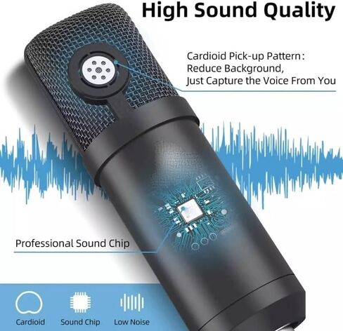 Professional Studio Microphone Kit Condenser Cardioid Podcast Mic for Gaming Recording in Kuwait