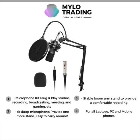 Professional Studio Microphone Kit Condenser Cardioid Podcast Mic for Gaming Recording in Kuwait