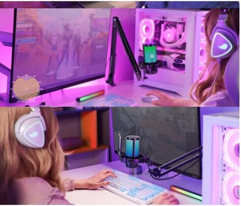 Microphone Gaming Mic Condenser RGB Noise Canceling with Gain Light in Kuwait