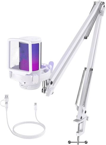 Microphone Gaming Mic Condenser RGB Noise Canceling with Gain Light in Kuwait