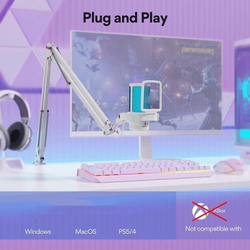 Microphone Gaming Mic Condenser RGB Noise Canceling with Gain Light in Kuwait