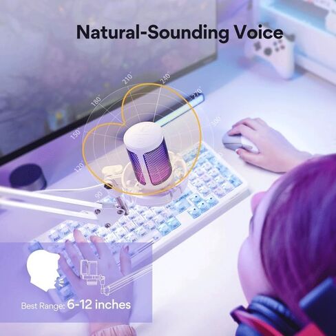 Microphone Gaming Mic Condenser RGB Noise Canceling with Gain Light in Kuwait