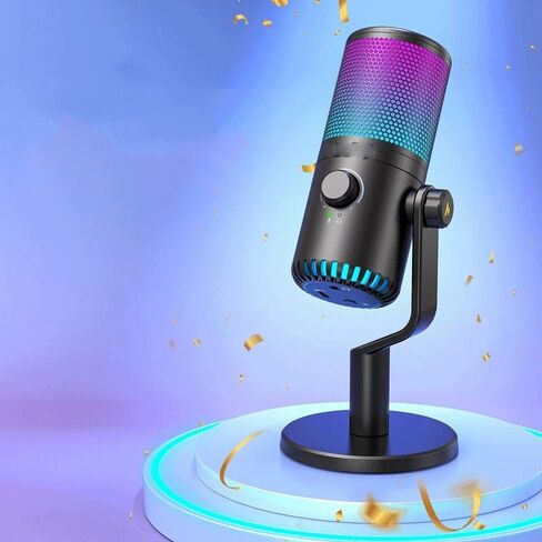 Gaming Microphone with Type C Adapter for Phone PC Breath Light Zero Latency for Podcasting Streaming in Kuwait