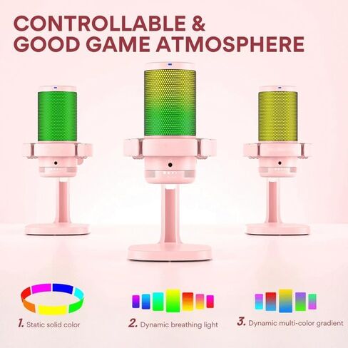 Type-c Microphone with RGB Lights Mute Zero Latency Monitoring Podcasting Mic for Gaming Streaming in Kuwait