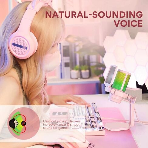 Type-c Microphone with RGB Lights Mute Zero Latency Monitoring Podcasting Mic for Gaming Streaming in Kuwait