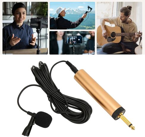Omnidirectional Lavalier Microphone with 3.5mm Jack and 6.5mm Adapter for Recording with Cameras and Phones 16.4ft Cable in Kuwait