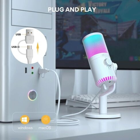 RGB Microphone Gaming Computer Mic with Gain and Lighting in Kuwait