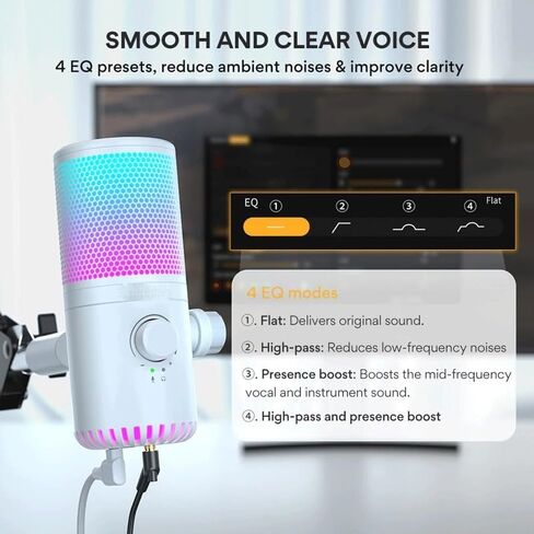 RGB Microphone Gaming Computer Mic with Gain and Lighting in Kuwait