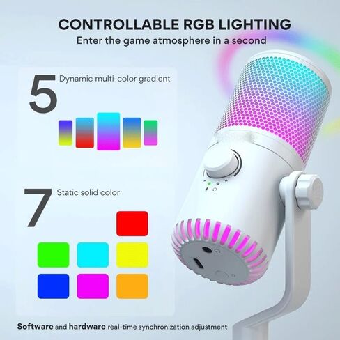 RGB Microphone Gaming Computer Mic with Gain and Lighting in Kuwait