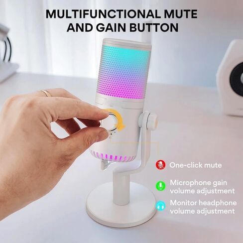 RGB Microphone Gaming Computer Mic with Gain and Lighting in Kuwait