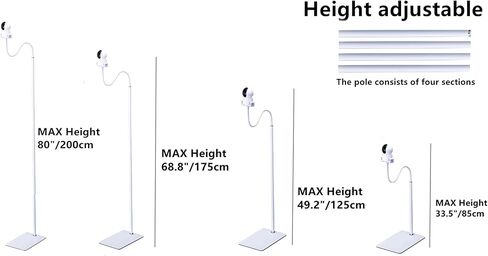 2Pack 80"-31" Tall White Floor Holder Stand Mount for Security Cameras, 3.2lbs Base,Height Adjustable 31.5-80",Compatible with Baby Camera Monitor/Security Cameras/Pet Camera (2) in Kuwait