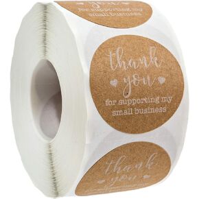 2" Round Kraft Thank You for Supporting My Small Business Stickers / 500 Brown Kraft Customer Appreciation Labels/Natural Kraft Small Business Envelope Seals/Made in The USA