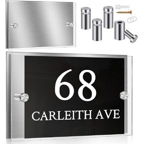 2 Sets 7.8 x 5.1 Inch Acrylic Office Name Plate for Wall Acrylic Wall Name Plate Holders Office Door Sign Systems with 4 Sets Stainless Steel Standoff Screws Acrylic Plates Aluminium Wall Sign Holder