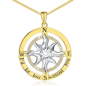 ASLBUNM Compass Irish Celtic Knot Necklace S925 Sterling Silver She Believed She Could So She Did Infinity Pendant Necklaces Graduation Jewelry Gifts for Women Girls