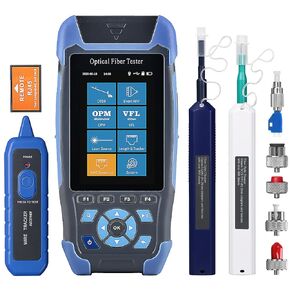 A-900D OTDR Optical Fiber Tester 1310 1550nm UPC Interface 60km 24/22db 9 in 1 OPM -50~+26dbm Visual Fault Locator 10MW LED OLS RJ45 Tester with SC FC ST LC Adapter and FC Male to LC Female