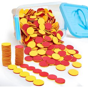 Plastic Two-Color Counter,Red/Yellow Two Side 1000 PCS,Counting Manipulatvies, Math Counters for Kids, Counting Chips