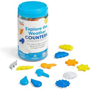 hand2mind Explore The Weather Counters, Weather Toys, Meteorology for Kids, Math Counters for Kids, Color Sorting Toys, Counting Manipulatives, Montessori Math Materials, Preschool Science Toys