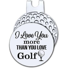 Hafhue I Love You More Than You Love Golf Golf Ball Marker with Magnetic Hat Clip, Funny Golf Accessories and Golf Gifts for Men Women Husband Wife, Birthday for Golfer Golf Lover