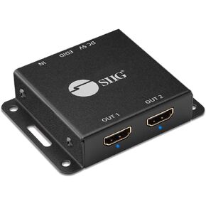 SIIG 1x2 Port HDMI 2.0 Splitter 4K 60Hz HDR Compact USB Powered Auto Scaling HDMI Splitter - HDMI 2.0a HDCP 2.2, 18Gbps, YUV 4:4:4, 3D, EDID, Dolby Digital - 1 in 2 Out, TAA Compliant (CE-H23K11-S1)