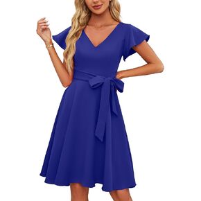 StarAneer Womens 2024 Elegant Swing Cocktail Dress, Wedding Guest Bridesmaid Graduation Dresses with Pocket