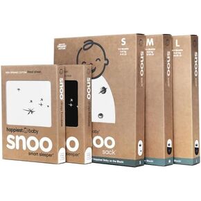 مجموعة Happiest Baby The Big Bundle مصنوعة من القطن العضوي بنسبة 100% - تتضمن 3 أكياس SNOO و2 ملاءة سرير SNOO (أبيض)